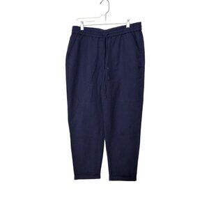 J.Crew Black Linen Blend Cuffed Pants Size 10 Elastic Waist & Drawstring